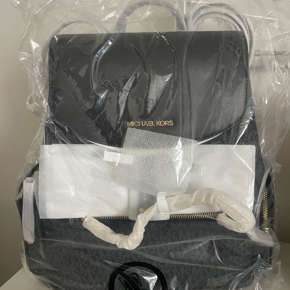 Michael Kors Black Backpack with Gold Accents - Picture 5 of 6